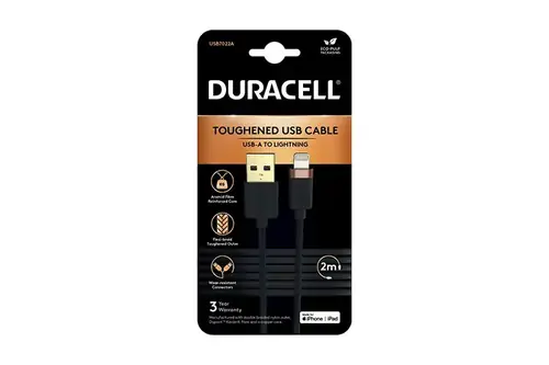 Duracell Kabel USB-A til Lightning 2m Sort