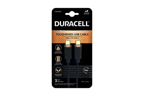 Duracell Kabel USB-C til USB-C 1m Sort