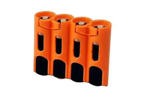 Powerpax Slimline Batteriholder for 4 stk AA-batterier Oransje