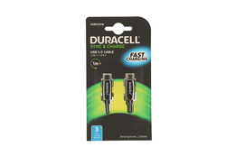 Duracell Sync / Ladekabel USB-C til USB-C Sort (1 meter)