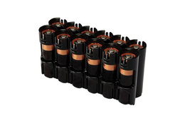 Powerpax Slimline Batteriholder for 12 stk AA-batterier Sort