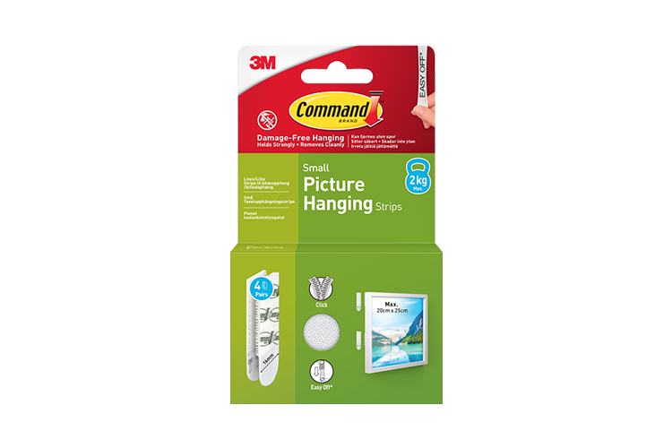 3M Command Strips Oppheng Hvit Small 4pk