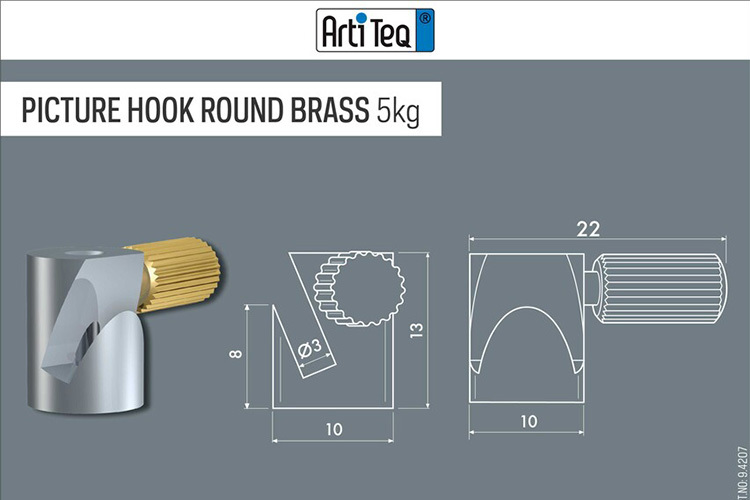 ArtiTeq Opphengskrok Rund Messing 5 kg