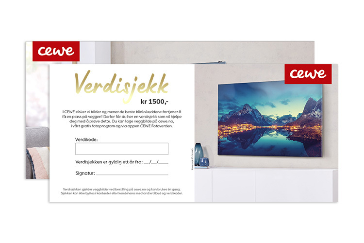 Verdisjekk CEWE VEGGBILDE verdi 1500,-