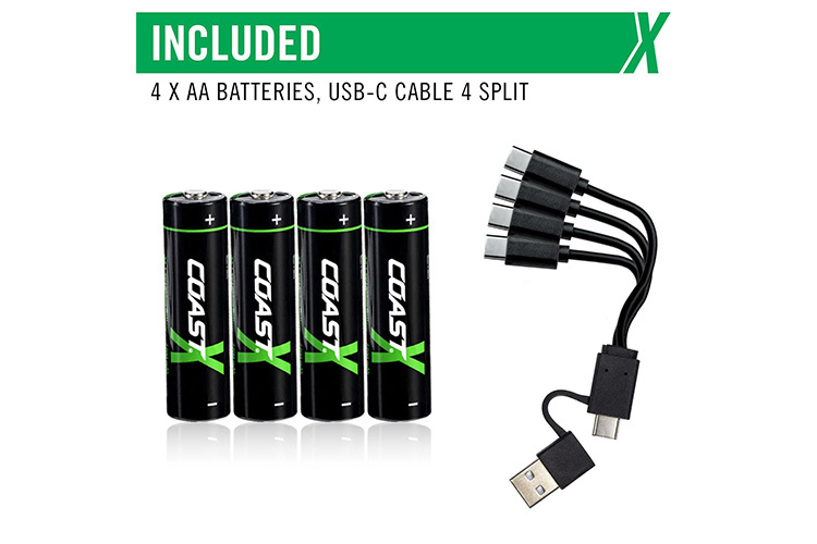 Coast ZITHION-X USB-C AA Oppladbare Batterier 4pk