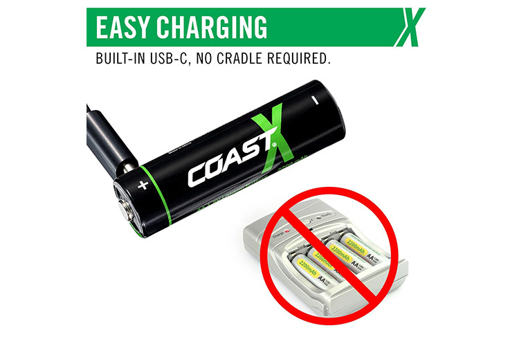 Coast ZITHION-X USB-C AA Oppladbare Batterier 4pk