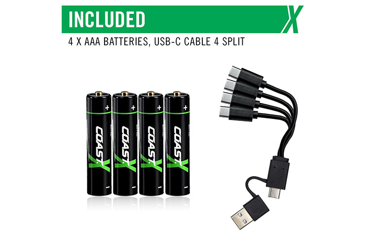 Coast ZITHION-X USB-C AAA Oppladbare Batterier 4pk