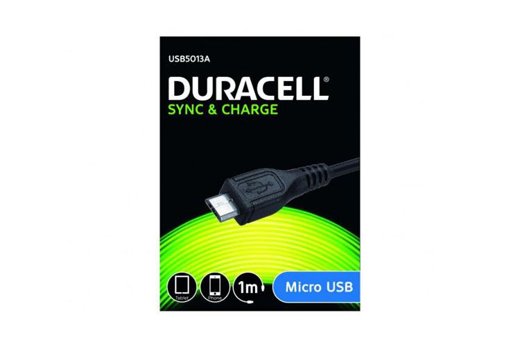 Duracell USB til MicroUSB 1m Kabel Sort