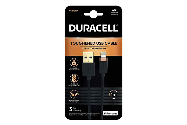 Duracell Kabel USB til Lightning 1m Sort