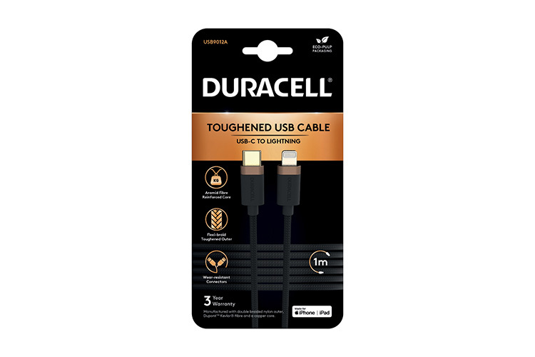 Duracell Kabel USB-C til Lightning 1m Sort
