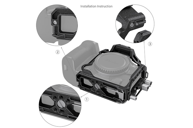 SmallRig 3656 Black Mamba Camera Half Cage & Cable Clamp for Canon EOS R5, R5 C & R6