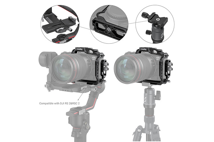 SmallRig 3656 Black Mamba Camera Half Cage & Cable Clamp for Canon EOS R5, R5 C & R6