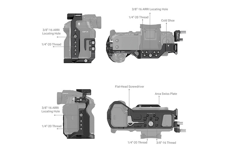 SmallRig 3715 Cage & Cable Clamp for Fujifilm GFX100S/GFX50S II