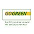 Logo med teksten "GOGREEN" i grønne og gule bokstaver, og slagordet "Der CO₂-neutrale Versand mit der Deutschen Post"