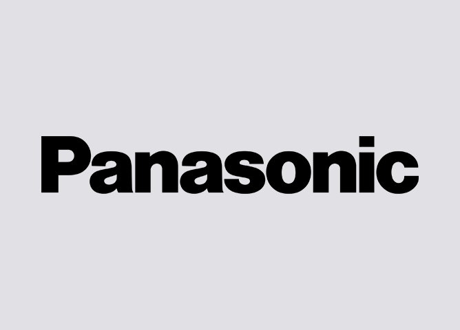 Panasonics svarte logo på grå bakgrunn