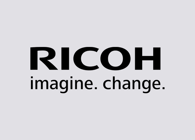 Ricoh-logo med teksten «imagine. change» under