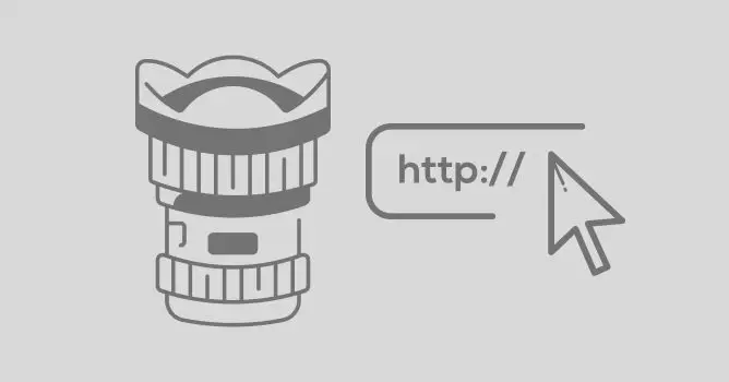 Kameralinse og nettleserpekeren med en http-adresse