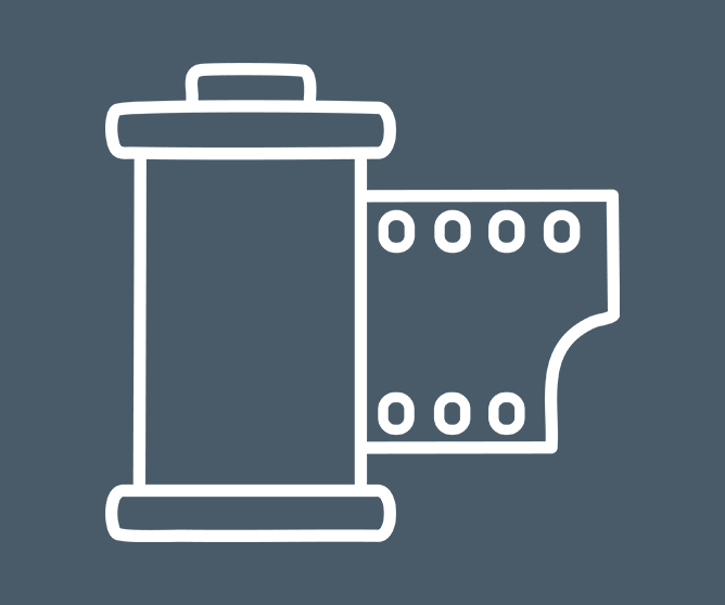 Ikon av en filmrull som viser en ubrukt del av filmen Ikon av en filmrull som viser en ubrukt del av filmen