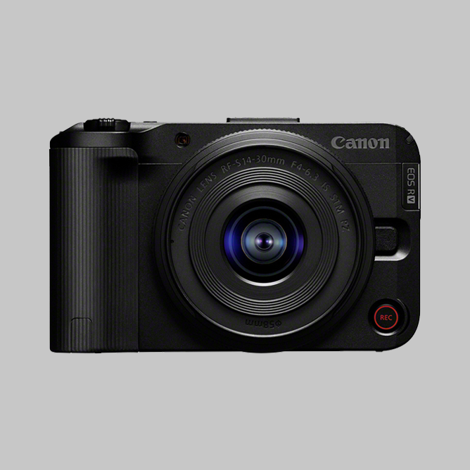 Svart Canon EOS R8 kompaktkamera med objektiv vendt fremover Svart Canon EOS R8 kompaktkamera med objektiv vendt fremover