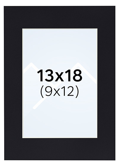 Interart Passepartout - Svart, 9x12, 13x18