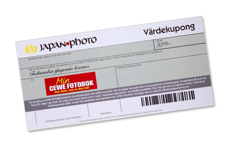 Värdekupong Min CEWE FOTOBOK (Värde 329:-)
