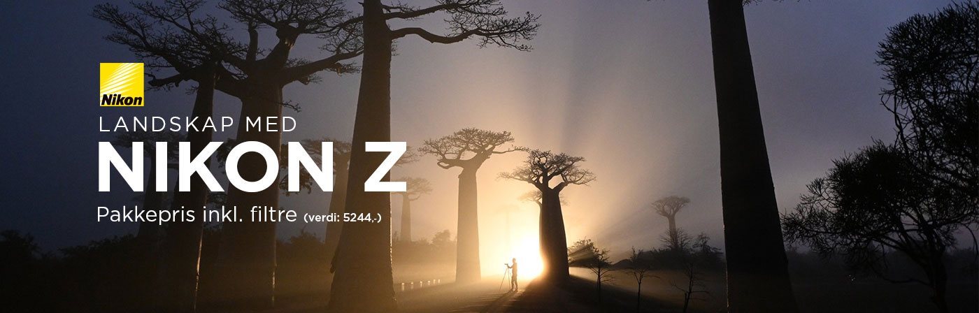 En silhuett av en fotograf med stativ omgitt av majestetiske baobabtrær i gyllent sollys